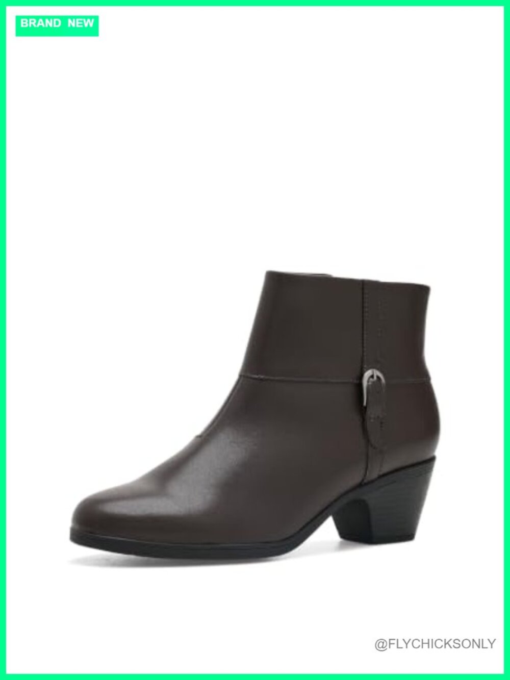 Leather Ankle Boots with Side Zip & Almond Toe